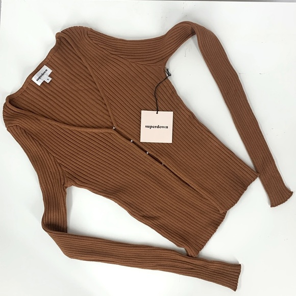 REVOLVE superdown Sierra Knit Top in Brick Brown Size S - Picture 4 of 7